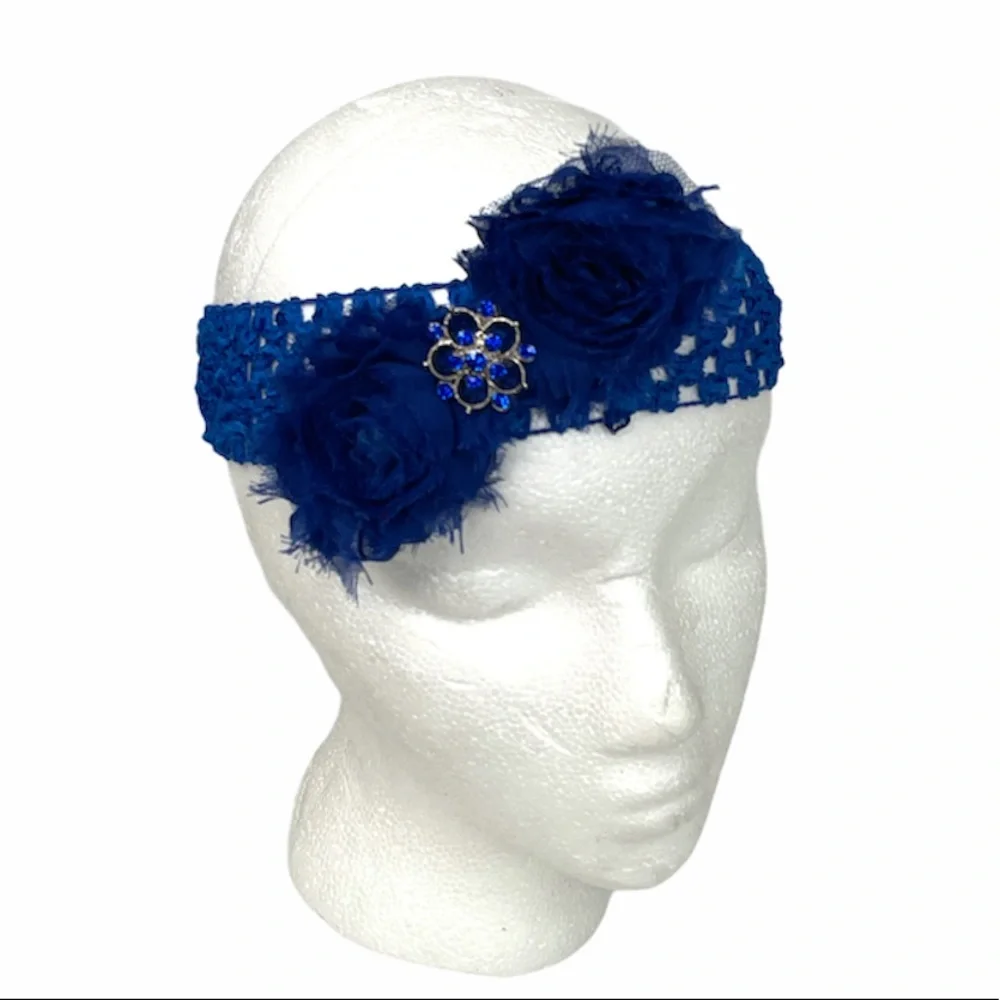 Flower Headwrap Blue Handmade